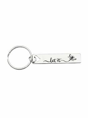 Silver 'let it 🐝 “ Engraved Bar Keychain New